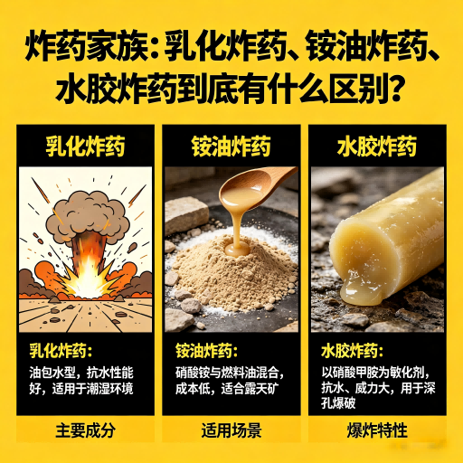 乌什炸药家族：乳化炸药、铵油炸药、水胶炸药到底有什么区别？